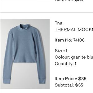 Aritzia thermal mock neck size L- GUC worn twice